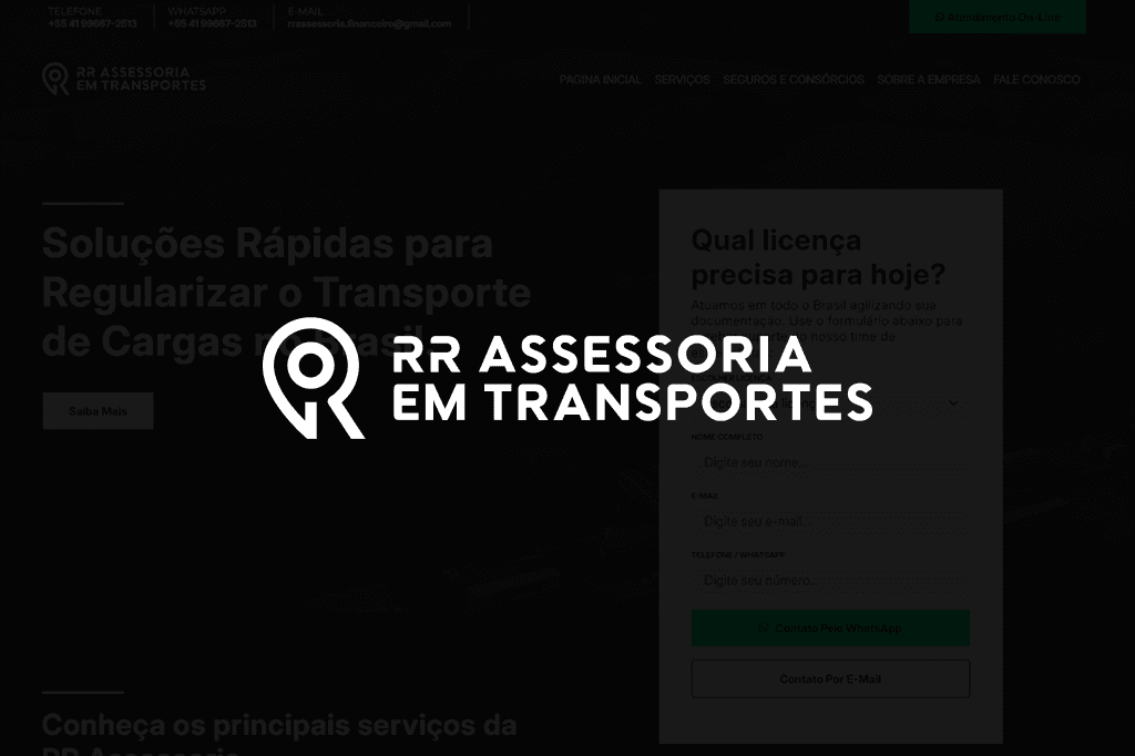Captura de tela do site RR Assessoria, landing page para captação de leads